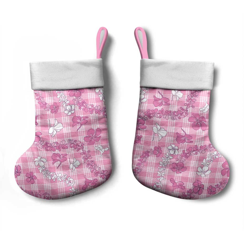 Alaka Aloha Hawaii Christmas Stocking Plumeria Lei With Palaka Motif - Polynesian Pride