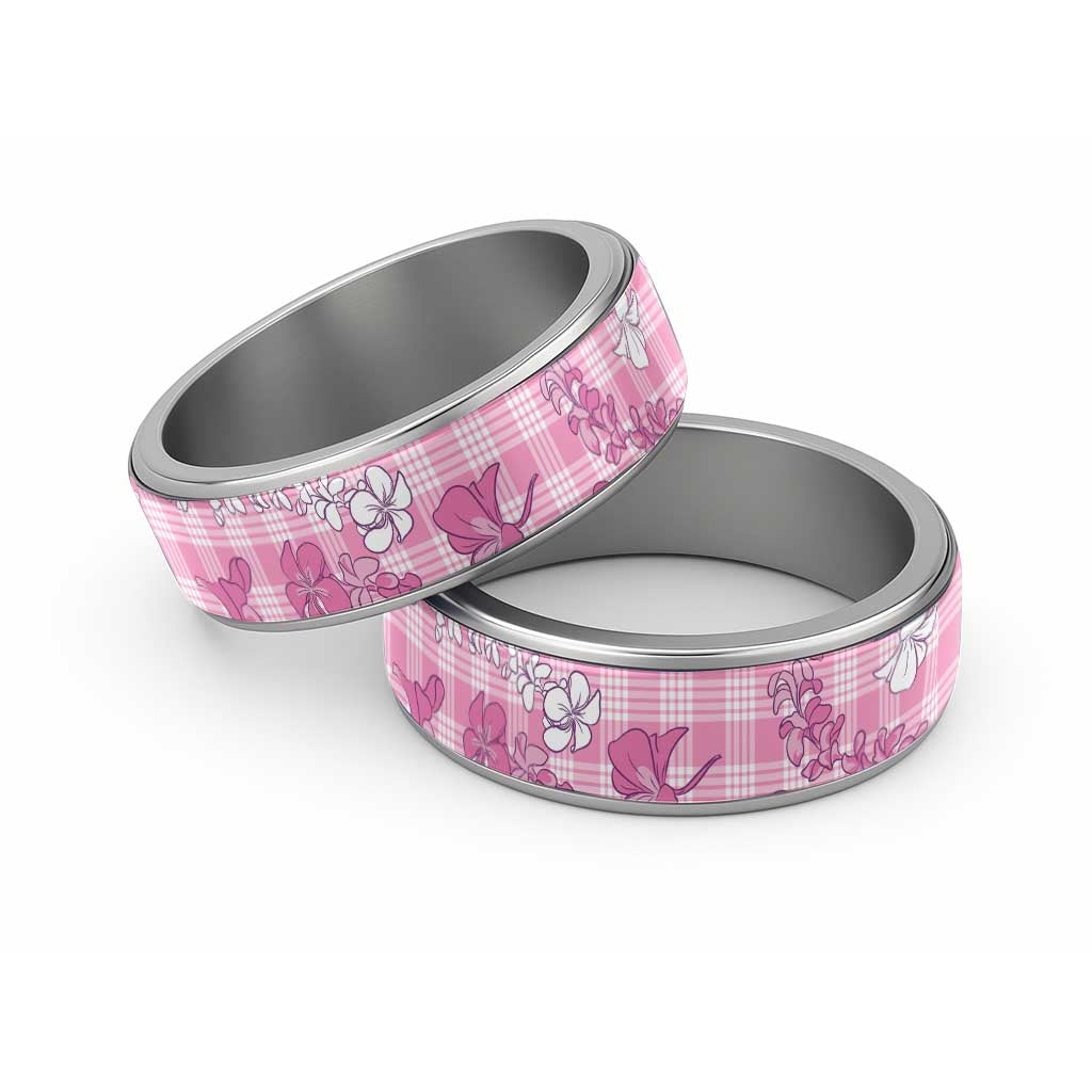 Alaka Aloha Hawaii Classic Ring Plumeria Lei With Palaka Motif - Polynesian Pride