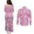 Alaka Aloha Hawaii Couples Matching Puletasi and Long Sleeve Button Shirt Plumeria Lei With Palaka Motif - Polynesian Pride