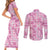 Alaka Aloha Hawaii Couples Matching Short Sleeve Bodycon Dress and Long Sleeve Button Shirt Plumeria Lei With Palaka Motif - Polynesian Pride