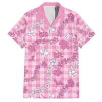 Alaka Aloha Hawaii Family Matching Long Sleeve Bodycon Dress and Hawaiian Shirt Plumeria Lei With Palaka Motif LT14 Dad's Shirt - Short Sleeve Pink - Polynesian Pride