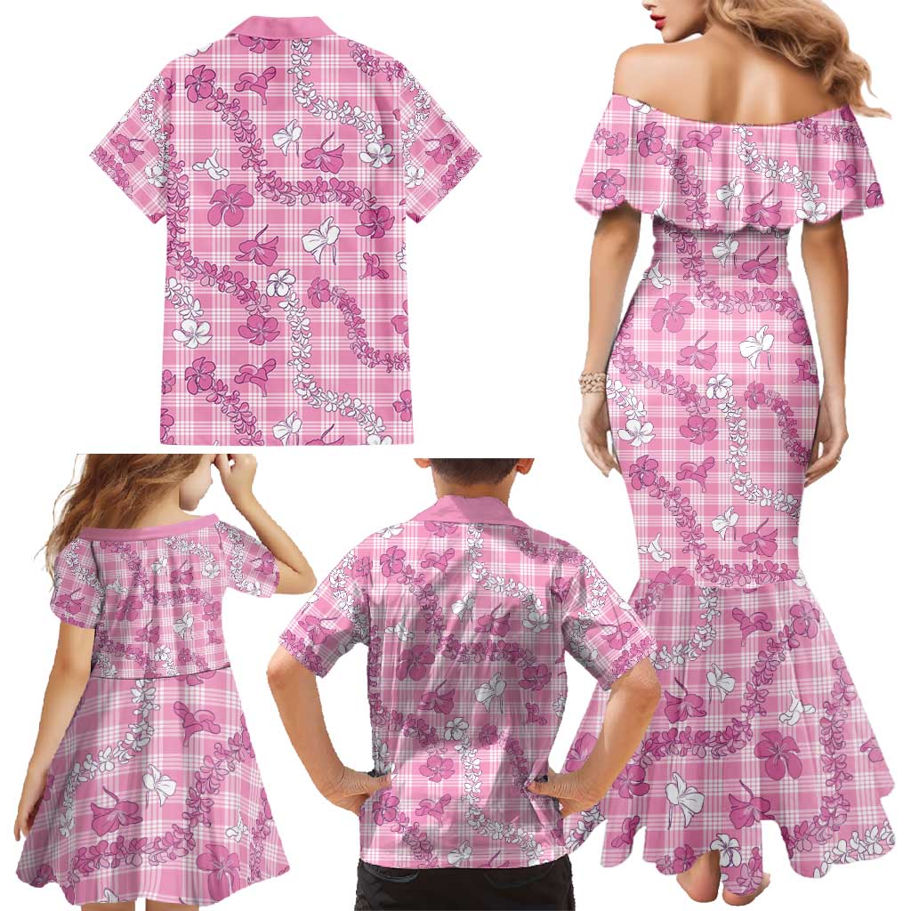 Alaka Aloha Hawaii Family Matching Mermaid Dress and Hawaiian Shirt Plumeria Lei With Palaka Motif LT14 - Polynesian Pride