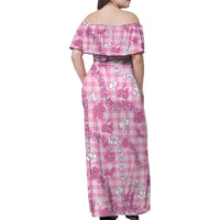 Alaka Aloha Hawaii Family Matching Off Shoulder Maxi Dress and Hawaiian Shirt Plumeria Lei With Palaka Motif - Polynesian Pride