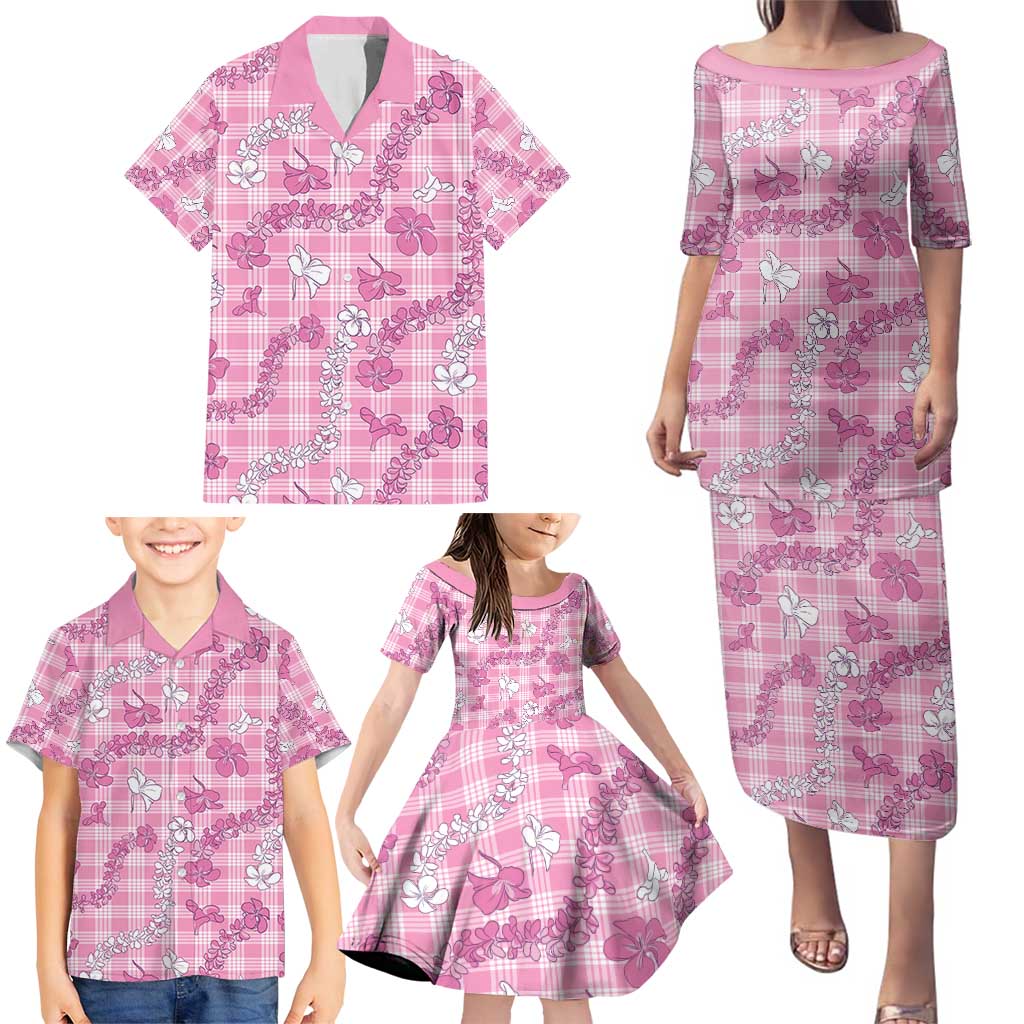 Alaka Aloha Hawaii Family Matching Puletasi and Hawaiian Shirt Plumeria Lei With Palaka Motif LT14 - Polynesian Pride