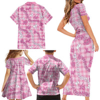 Alaka Aloha Hawaii Family Matching Short Sleeve Bodycon Dress and Hawaiian Shirt Plumeria Lei With Palaka Motif LT14 - Polynesian Pride