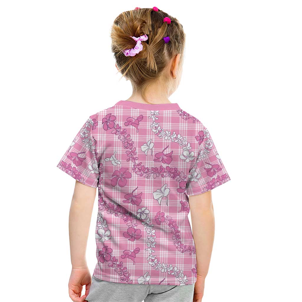 Alaka Aloha Hawaii Kid T Shirt Plumeria Lei With Palaka Motif - Polynesian Pride