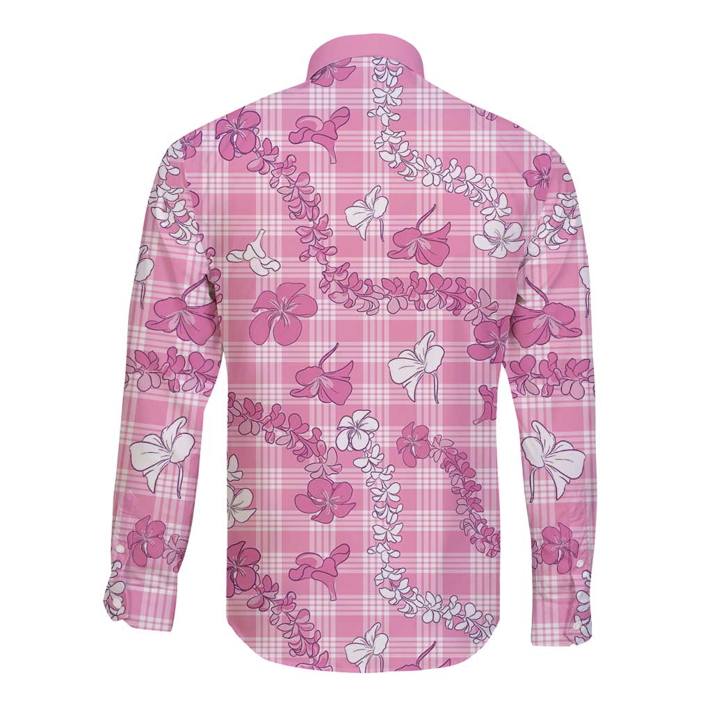 Alaka Aloha Hawaii Long Sleeve Button Shirt Plumeria Lei With Palaka Motif - Polynesian Pride