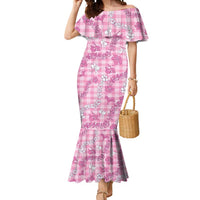 Alaka Aloha Hawaii Mermaid Dress Plumeria Lei With Palaka Motif - Polynesian Pride
