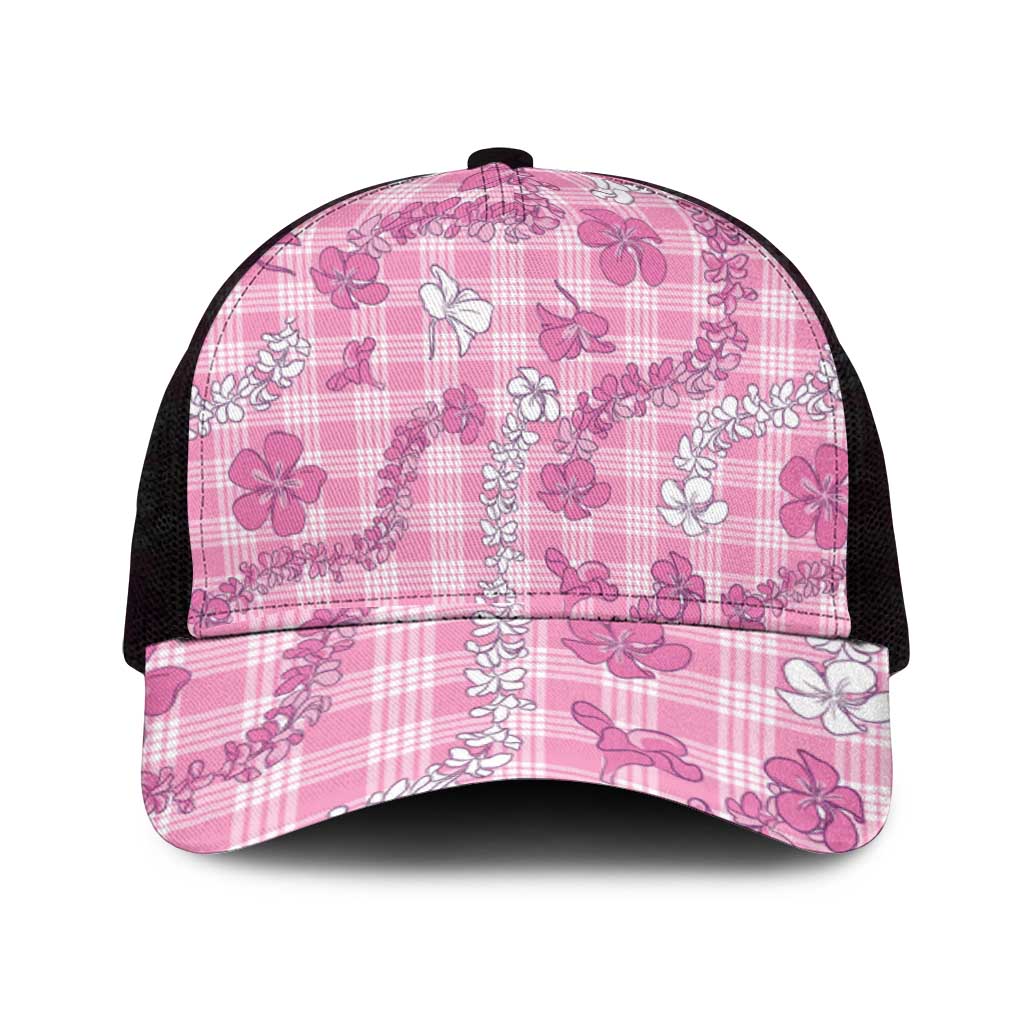 Alaka Aloha Hawaii Mesh Trucker Cap Plumeria Lei With Palaka Motif - Polynesian Pride