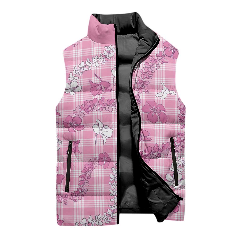 Alaka Aloha Hawaii Sleeveless Puffer Jacket Plumeria Lei With Palaka Motif - Polynesian Pride