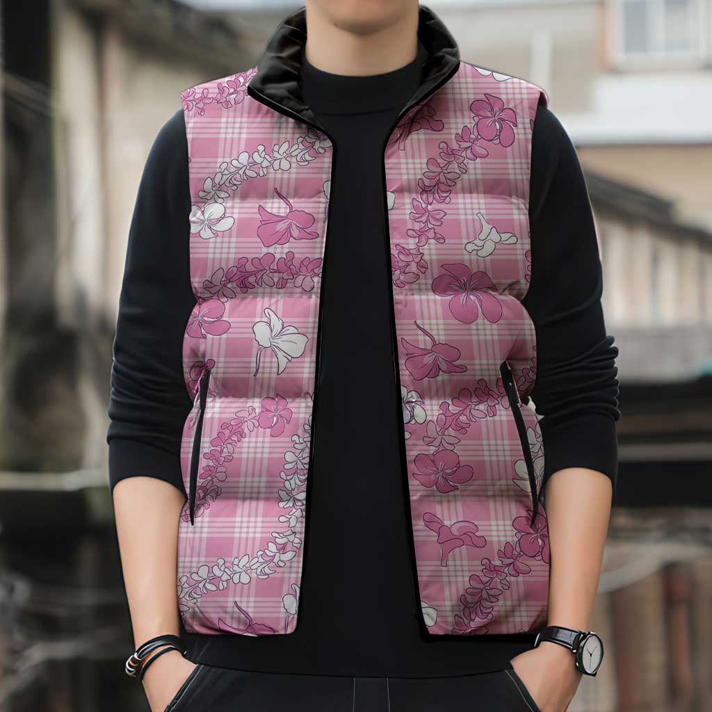 Alaka Aloha Hawaii Sleeveless Puffer Jacket Plumeria Lei With Palaka Motif - Polynesian Pride