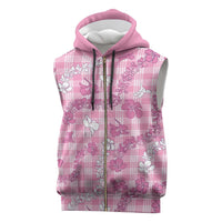 Alaka Aloha Hawaii Sleeveless Zip Hoodie Plumeria Lei With Palaka Motif - Polynesian Pride