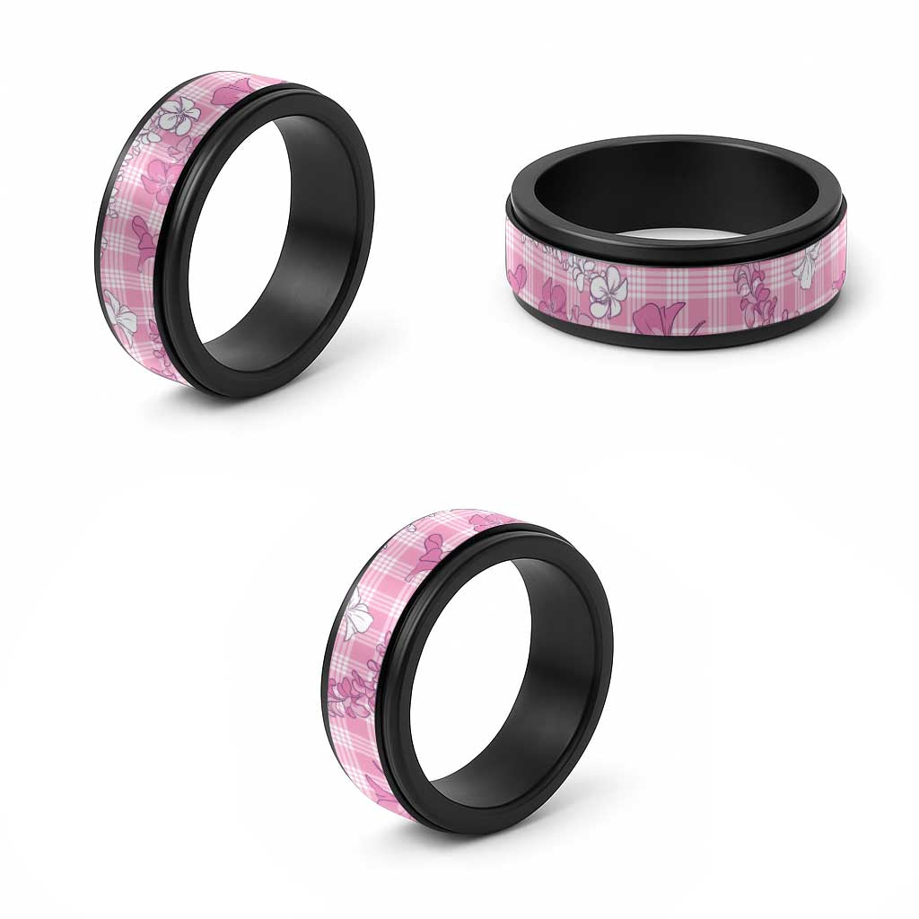 Alaka Aloha Hawaii Spinner Ring Plumeria Lei With Palaka Motif - Polynesian Pride