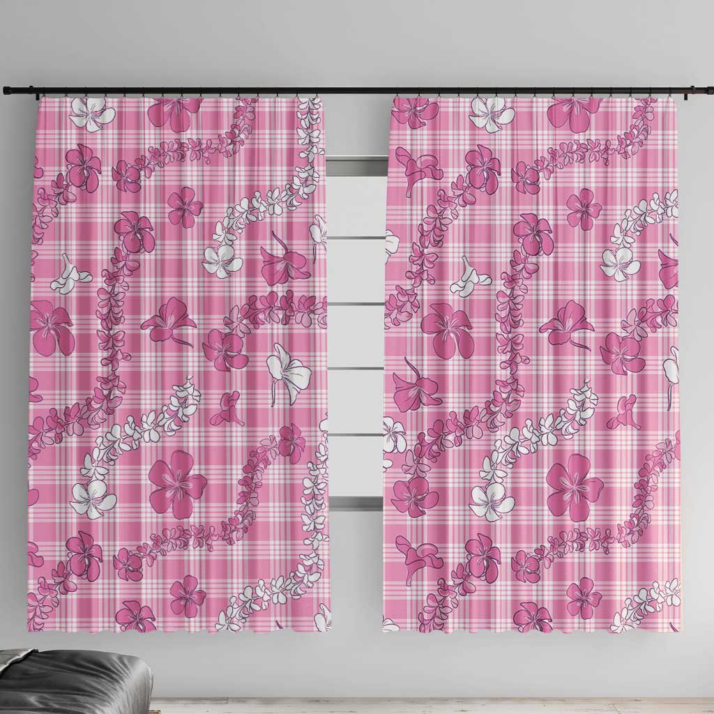 Alaka Aloha Hawaii Window Curtain Plumeria Lei With Palaka Motif - Polynesian Pride