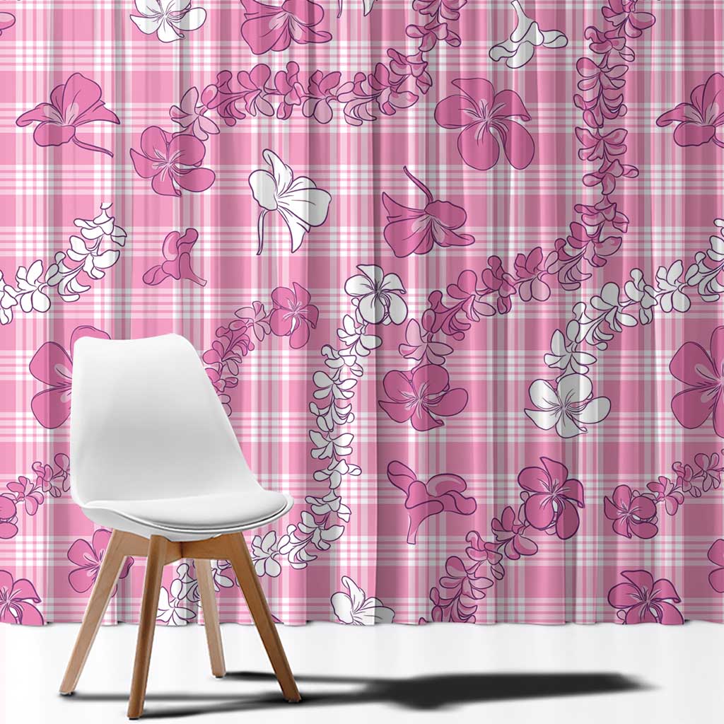 Alaka Aloha Hawaii Window Curtain Plumeria Lei With Palaka Motif - Polynesian Pride