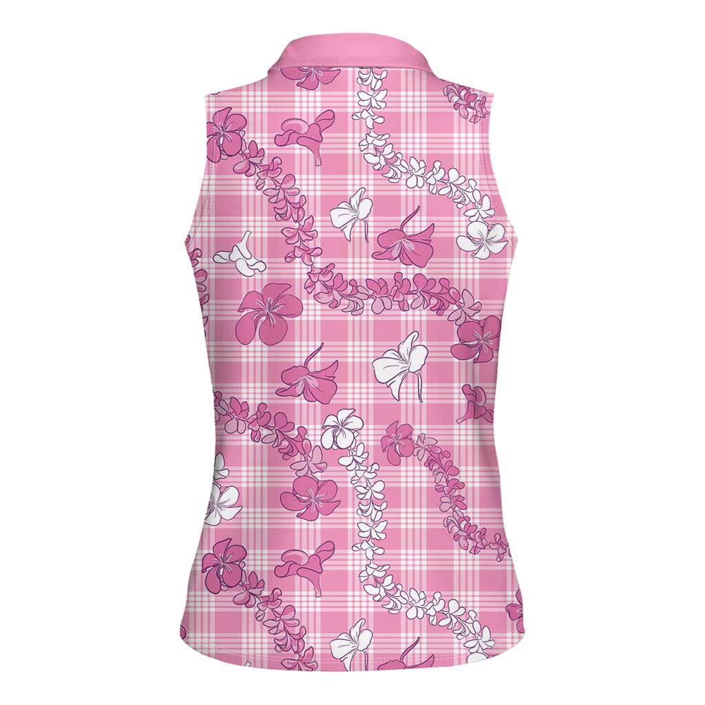 Alaka Aloha Hawaii Women Sleeveless Polo Shirt Plumeria Lei With Palaka Motif LT14 - Polynesian Pride