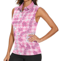 Alaka Aloha Hawaii Women Sleeveless Polo Shirt Plumeria Lei With Palaka Motif LT14 - Polynesian Pride