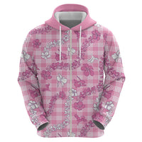 Alaka Aloha Hawaii Zip Hoodie Plumeria Lei With Palaka Motif - Polynesian Pride