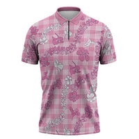 Alaka Aloha Hawaii Zipper Polo Shirt Plumeria Lei With Palaka Motif - Polynesian Pride