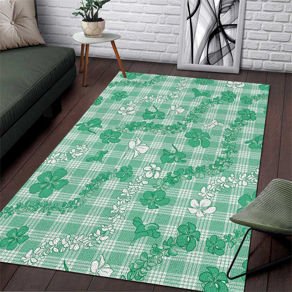 Omaomao Aloha Hawaii Area Rug Plumeria Lei With Palaka Motif - Polynesian Pride