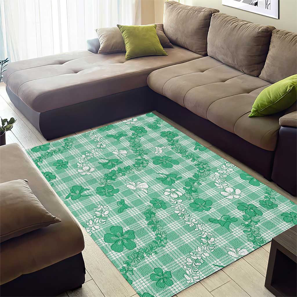Omaomao Aloha Hawaii Area Rug Plumeria Lei With Palaka Motif - Polynesian Pride