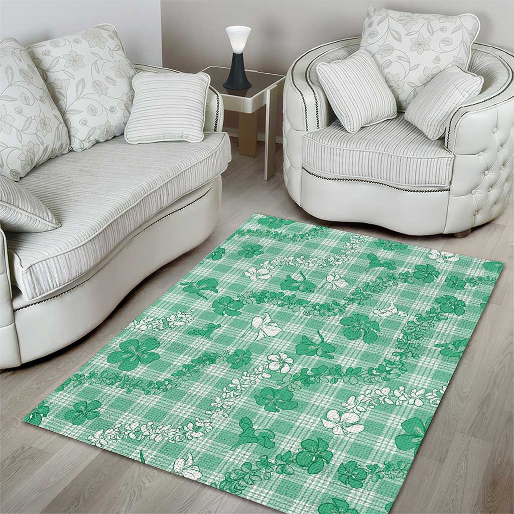 Omaomao Aloha Hawaii Area Rug Plumeria Lei With Palaka Motif - Polynesian Pride