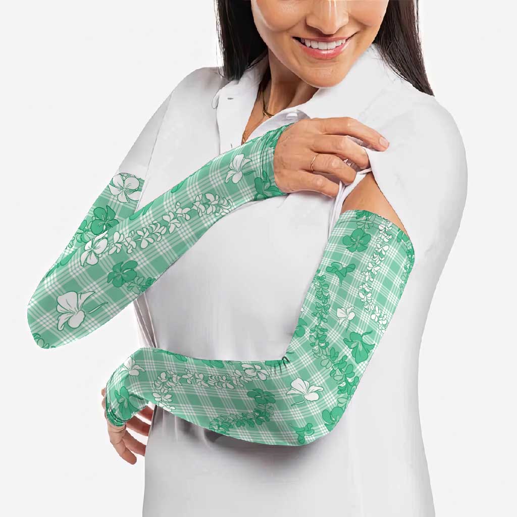 Omaomao Aloha Hawaii Arm Sleeves Plumeria Lei With Palaka Motif - Polynesian Pride
