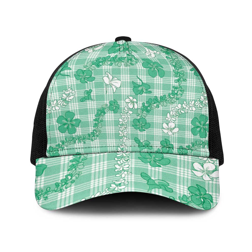 Omaomao Aloha Hawaii Baseball Net Cap Plumeria Lei With Palaka Motif - Polynesian Pride