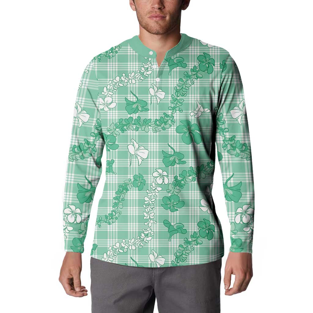 Omaomao Aloha Hawaii Button Sweatshirt Plumeria Lei With Palaka Motif - Polynesian Pride