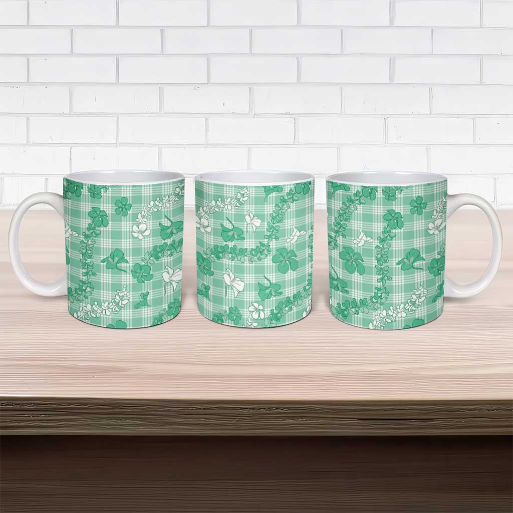 Omaomao Aloha Hawaii Ceramic Mug Plumeria Lei With Palaka Motif - Polynesian Pride