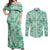 Omaomao Aloha Hawaii Couples Matching Off Shoulder Maxi Dress and Long Sleeve Button Shirt Plumeria Lei With Palaka Motif - Polynesian Pride