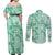 Omaomao Aloha Hawaii Couples Matching Off Shoulder Maxi Dress and Long Sleeve Button Shirt Plumeria Lei With Palaka Motif - Polynesian Pride