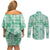 Omaomao Aloha Hawaii Couples Matching Off Shoulder Short Dress and Long Sleeve Button Shirt Plumeria Lei With Palaka Motif - Polynesian Pride