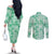 Omaomao Aloha Hawaii Couples Matching Off The Shoulder Long Sleeve Dress and Long Sleeve Button Shirt Plumeria Lei With Palaka Motif - Polynesian Pride