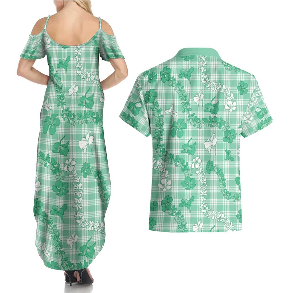 Omaomao Aloha Hawaii Couples Matching Summer Maxi Dress and Hawaiian Shirt Plumeria Lei With Palaka Motif LT14 - Polynesian Pride