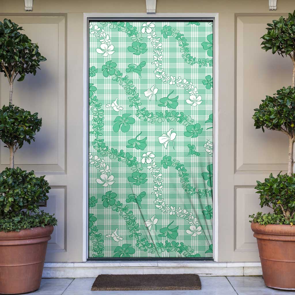 Omaomao Aloha Hawaii Door Cover Plumeria Lei With Palaka Motif - Polynesian Pride