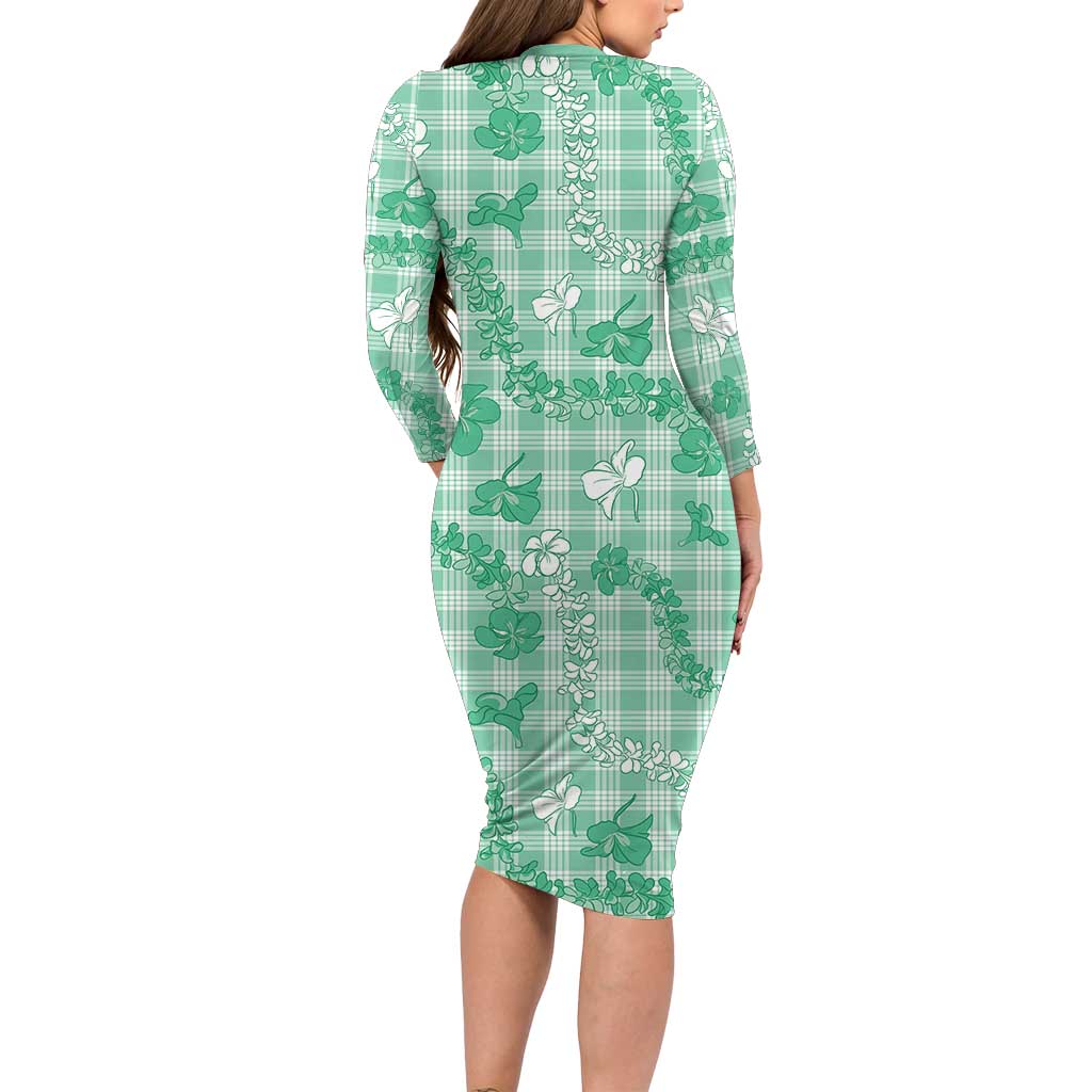 Omaomao Aloha Hawaii Family Matching Long Sleeve Bodycon Dress and Hawaiian Shirt Plumeria Lei With Palaka Motif LT14 - Polynesian Pride