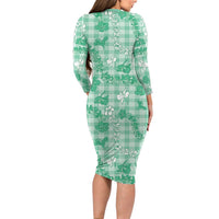 Omaomao Aloha Hawaii Family Matching Long Sleeve Bodycon Dress and Hawaiian Shirt Plumeria Lei With Palaka Motif LT14 - Polynesian Pride