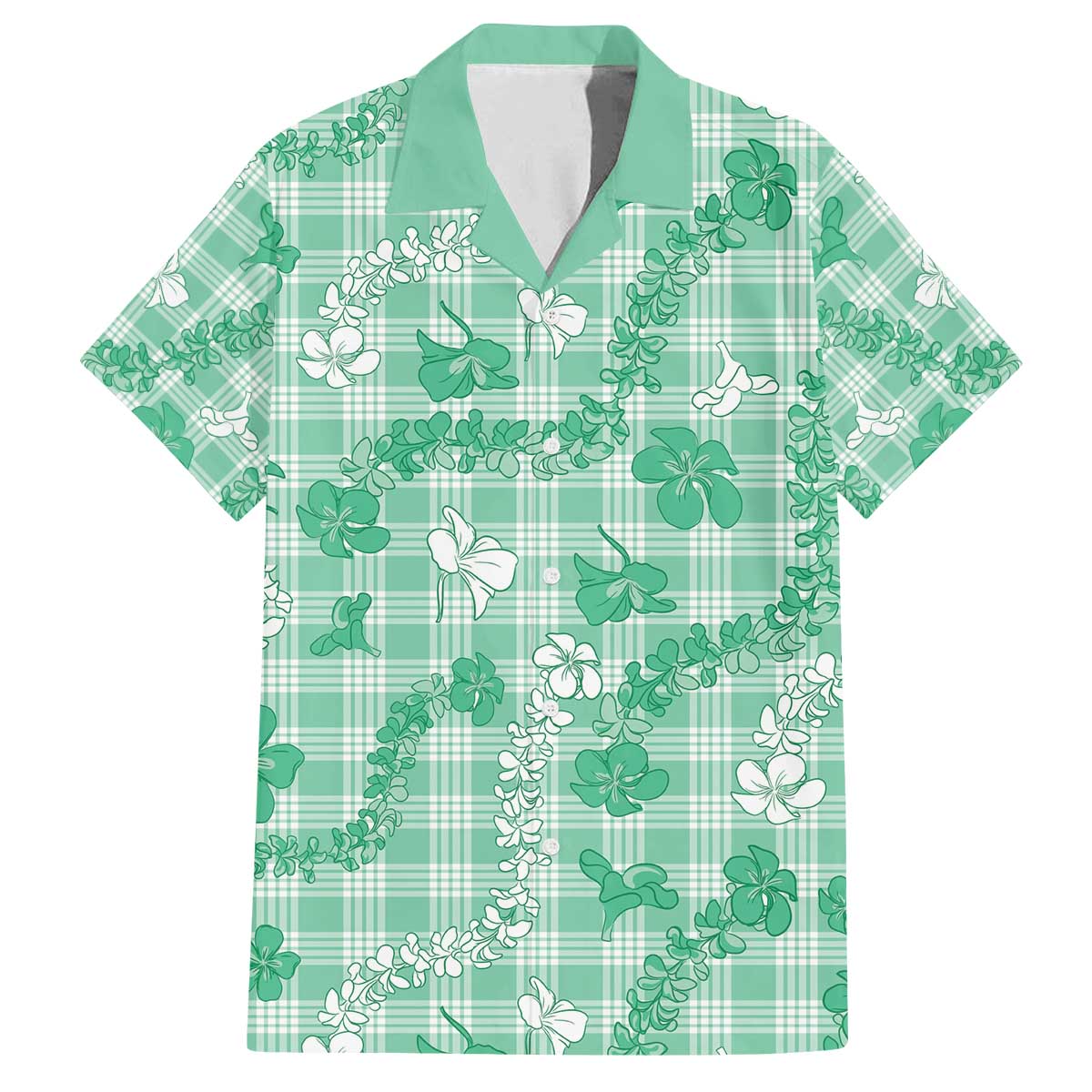 Omaomao Aloha Hawaii Family Matching Off The Shoulder Long Sleeve Dress and Hawaiian Shirt Plumeria Lei With Palaka Motif - Polynesian Pride