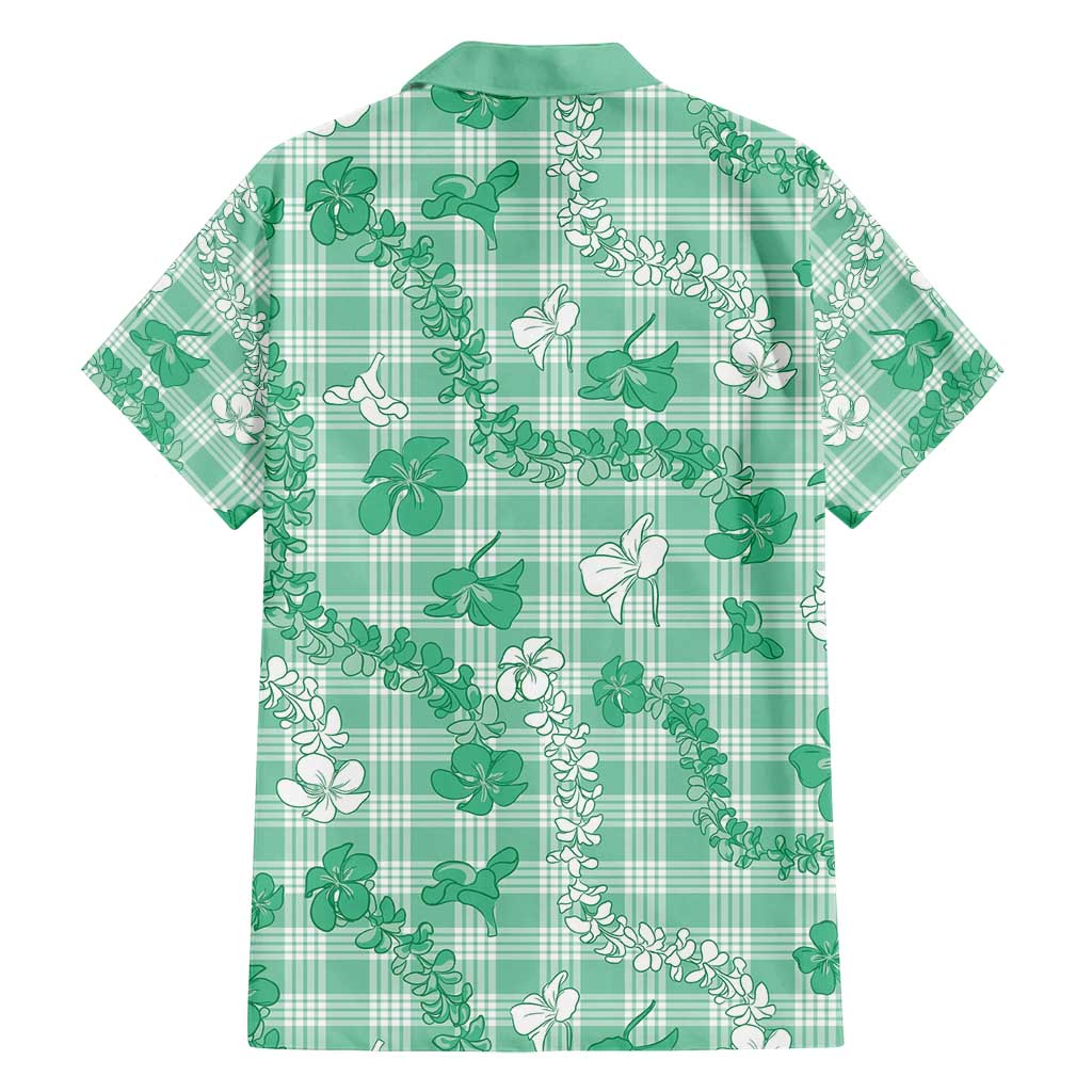 Omaomao Aloha Hawaii Family Matching Off Shoulder Short Dress and Hawaiian Shirt Plumeria Lei With Palaka Motif LT14 - Polynesian Pride