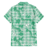 Omaomao Aloha Hawaii Family Matching Off Shoulder Short Dress and Hawaiian Shirt Plumeria Lei With Palaka Motif LT14 - Polynesian Pride