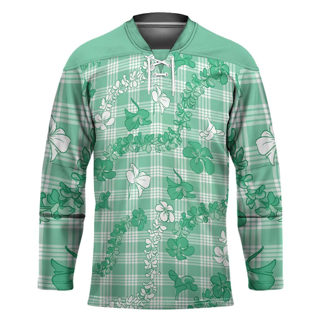 Omaomao Aloha Hawaii Hockey Jersey Plumeria Lei With Palaka Motif - Polynesian Pride