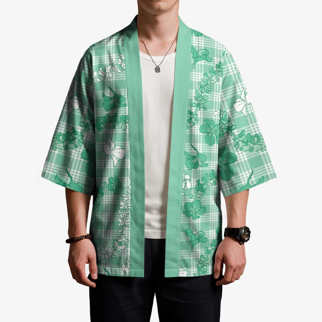 Omaomao Aloha Hawaii Kimono Plumeria Lei With Palaka Motif - Polynesian Pride