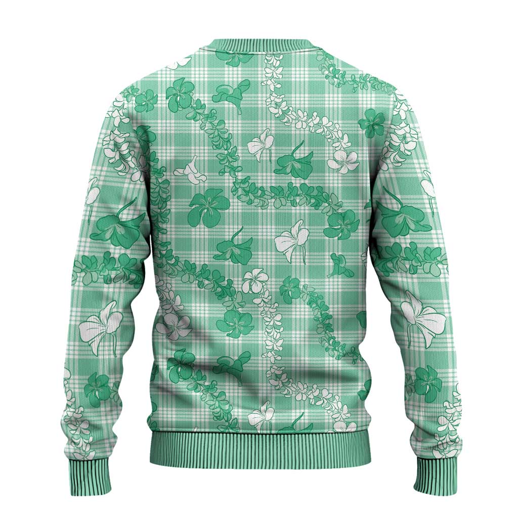 Omaomao Aloha Hawaii Ugly Christmas Sweater Plumeria Lei With Palaka Motif - Polynesian Pride