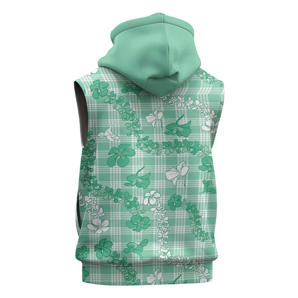 Omaomao Aloha Hawaii Sleeveless Hoodie Plumeria Lei With Palaka Motif - Polynesian Pride