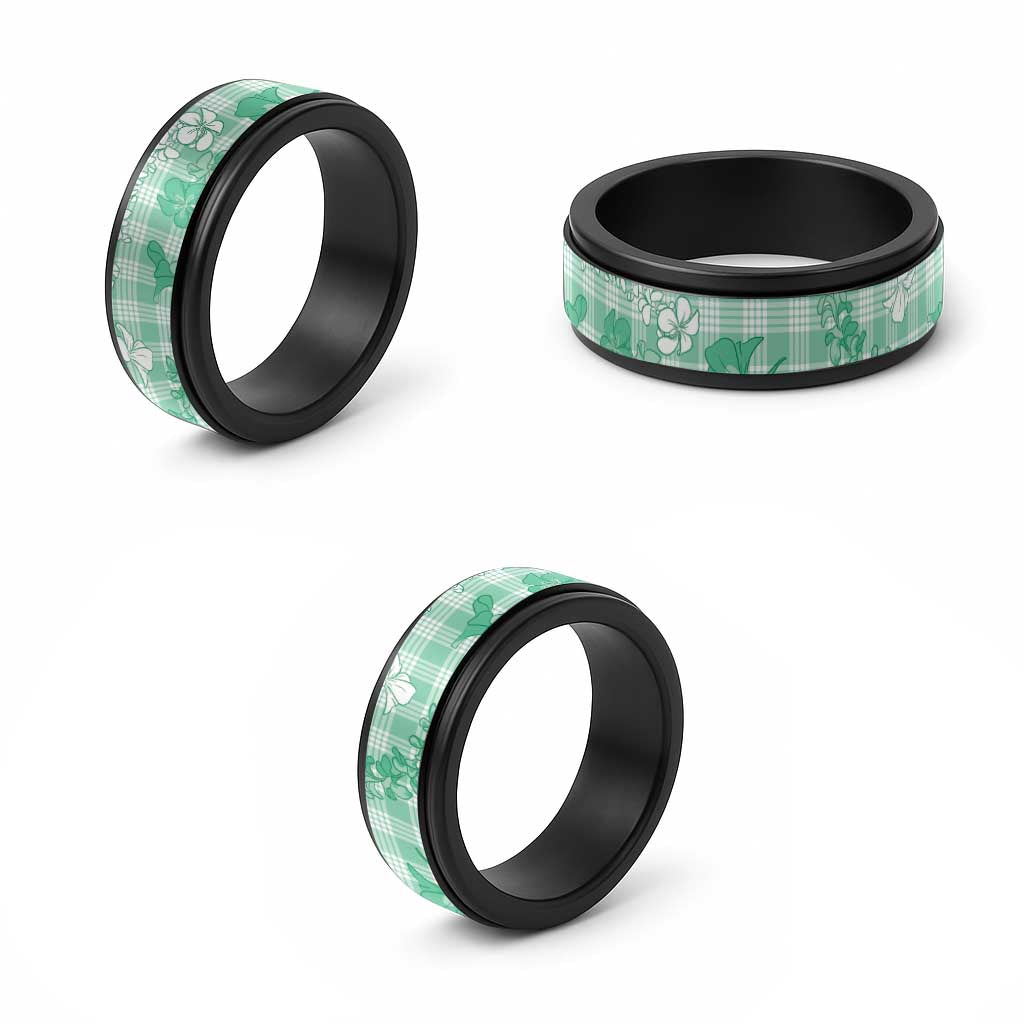 Omaomao Aloha Hawaii Spinner Ring Plumeria Lei With Palaka Motif - Polynesian Pride