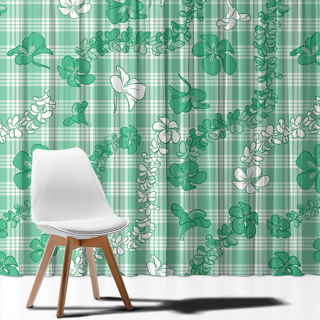 Omaomao Aloha Hawaii Window Curtain Plumeria Lei With Palaka Motif - Polynesian Pride