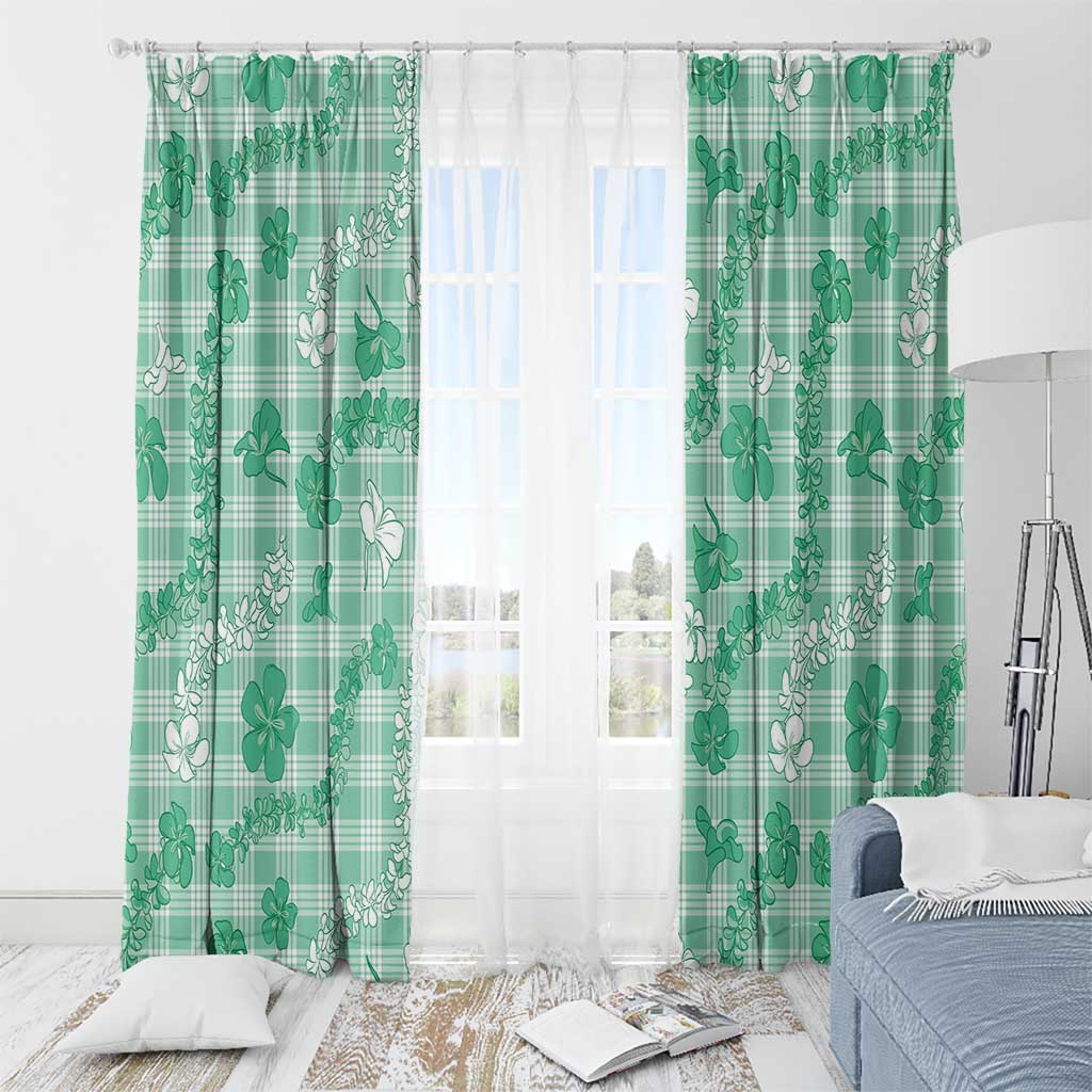 Omaomao Aloha Hawaii Window Curtain Plumeria Lei With Palaka Motif - Polynesian Pride