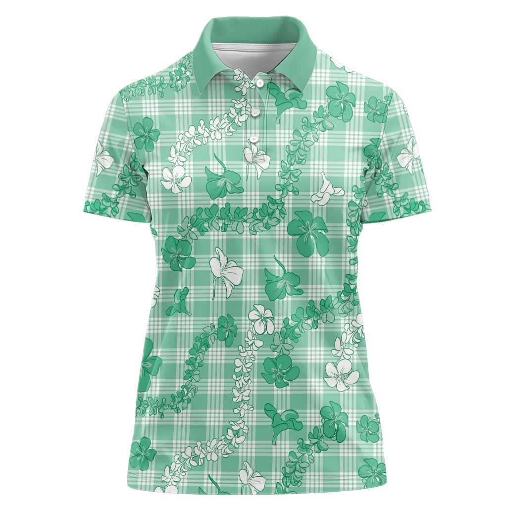 Omaomao Aloha Hawaii Women Polo Shirt Plumeria Lei With Palaka Motif - Polynesian Pride