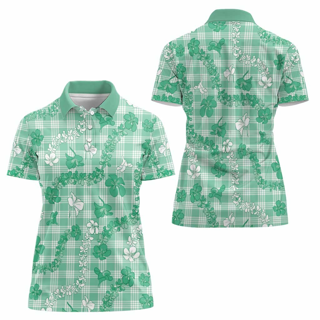 Omaomao Aloha Hawaii Women Polo Shirt Plumeria Lei With Palaka Motif - Polynesian Pride